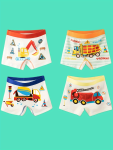 4PCS Boys Cute Cartoon Graphic Print Breathable Soft Boxer Briefs Underwear Clothes