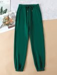 Solid Drawstring Pocket Joggers Casual Elastic Waist Pants Women's Clothing
