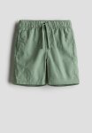 Linen-blend Pull-on Shorts - Green
