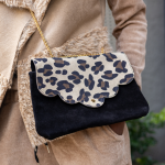 Genuine Leather Leopard Print Chain Bag - Black Free