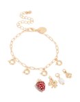 Goldair Gold Strawberry & Club Charm Bracelet