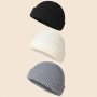 3pcs Men's And Women's Solid Color Beanie Set