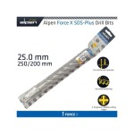 Alpen Force X 25.0 X 250 200 Sds Plus Rebar Drill Bit X4 Cutting Edges ALP835025