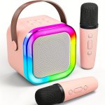 Karaoke Machine For Kids Adults Portable MINI Karaoke Microphone Singing Speaker With 2 MIC And Light Gifts Toys For All Smartph