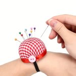 Cute Bright Pink Plaid Wrist Pincushion - 1PC Wearable Quilting Pin Holder For Sewing Supplies
