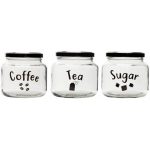 Regent Glass Tea coffee sugar Canisters 3 Pce Set 500ML 95MMX100MM Dia