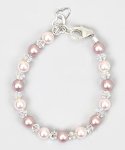 Crystal Dream Elegant Baby Girl Gift Bracelet With Swarovski Pink And Rose Simulated Pearls And Crystals Bplr_m