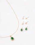 Goldair Gold Multi Pear Diamante Jewellery Set