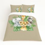 Animal Kids Duvet Set Baby Safari Beige Wild Animals
