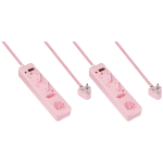 Switched 4 Way Surge Multiplug 0.5M Braided Cord Pink