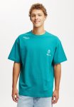 Cotton On Box Fit Graphic T-Shirt - Teal Pop high Spirits