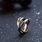 A Set Of Three-ring Three-color Glossy Plain Circle Stainless Steel Women's Rings Suitable For Daily Wear