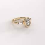 Bezel Set Oval And Tapered Baguette Lab Grown Diamonds Trilogy Ring - 1.5CT White Gold 18CT