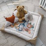 Woodlands Scattered Beige Baby Playmat Themed Nursery Floor Mat