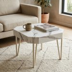 Faux Marble Copper Side Table