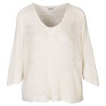 Holey Batwing Knit Top - Cream Free