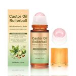 Organic Castor Oil Roll-on With Rose Quartz Roller 100% Organic Cold Pressed Castor Oil For Face And Body Neck Moisturize Skin 1