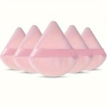 5PCS Soft Triangle Makeup Puffs Velvet Cosmetic Sponges For Loose Mineral & Body Powders Unscented Beauty Makeup Tool Set - Pink
