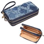 Julie Ferraro Womens Fashion Double Zip Around Wallet Long Purse Credit Card Slots Bifold Ladies Cluth With Phone Compartment