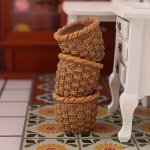 6-PACK Resin Woven Basket Figurines - Miniature Fairy Garden Animal Decor Dollhouse Flower Themed Accessories 14+ Age Group No E
