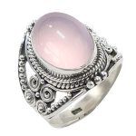 925 Sterling Silver Ring For Women &s Rose Quartz Ring Sterling Silver Boho Ring Bezel Set Gemstone Ring