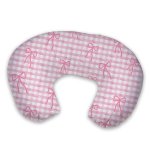 Bows Pink Feeding Pillow Cover Checkered Gingham