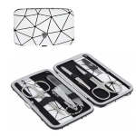 3 Swords Manicure Set 4255 F N Black White Faux Leather 6 Piece