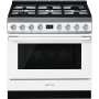 Smeg 90CM Portofino Gas Electric Pyrolytic Cooker - Ice-white CPF9GPWH