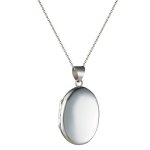 Silverly Women's 925 Sterling Silver Oval Large Locket Chain Necklace 46 Cm
