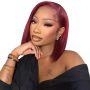 1299J Burgundy Short Bob Wig 13X4 Human Hair Lace Front Wig