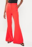 High Rise Wide Leg Trousers - Red