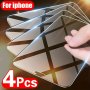 4PCS Tempered Glass For Iphone 11 12 13 14 Pro Max Glass Screen Protector Full Cover 9H HD Film Glass For Apple Iphone X Xr XS Max 12 13 MINI