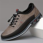 Plus Size Men's Business Style Color Block Walking Shoes Comfy Non Slip Lace Up Rubber Sole Casual Shoes Men's Footwear