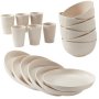 18 Piece Beige Wheat Straw Dinnerware Set