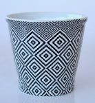 Black Round Planter Geometric 22X23CM