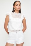 Sissy Boy Crissie: High Waisted Shorts With Crochet And Diamante Detail - White