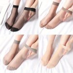 10 Pairs Solid Ultra-thin Socks Soft & Breathable Sheer Nylon Short Socks Women's Stockings & Hosiery