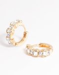 Goldair Gold Diamante Huggie Earrings