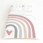 Kids Duvet Set Macrame Pink Boho Rainbow