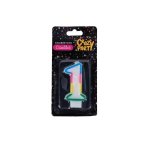 Number 1 Rainbow Candle