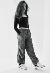 Ribbed Square-neck Top - Grey