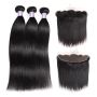 Straight Brazilian Hair 16INCH Bundles X3 With 10INCH 13X4 Front Closure X1