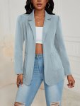 Opel Open Front Lapel Neck Blazer Elegant Long Sleeve Blazer For Work & Office Women's Clothing