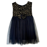 Baby Girl Black Party Dress With Sequins And Soft Cotton