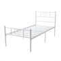 White Metal Single Bed Frame - Sturdy Bedroom Platform Bed FRAME190X90CM