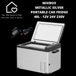 Mixbox Metallic Silver Portable Car Fridge - 40L - 12V 24V 230V