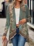 Floral Print Open Front Cover Up Casual Long Sleeve Thin Jacket For Spring & Fall Women's Clothing