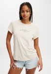 Cotton On Regular Fit Graphic Tee - Lazy Day Beach Club stone Stripe