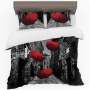 Simple Red Umbrella Duvet Cover Set King