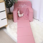 A Kids Sofa Fold-open Chair Pink With Name 3-8 Years